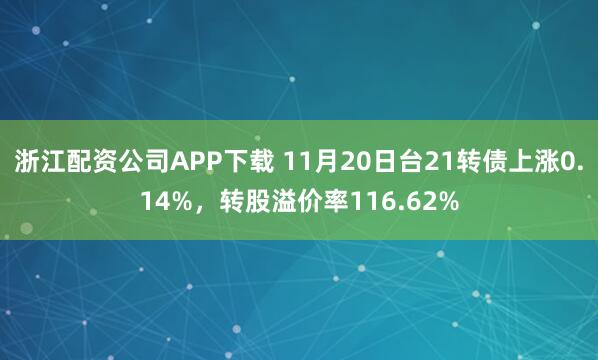 浙江配资公司APP下载 11月20日台21转债上涨0.14%，转股溢价率116.62%